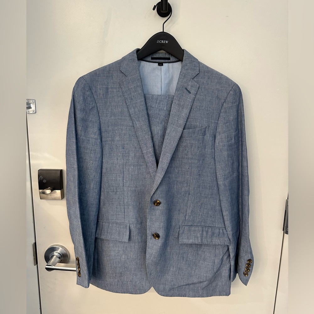 J Crew Cotton/Linen Suit: 38S, 32/30